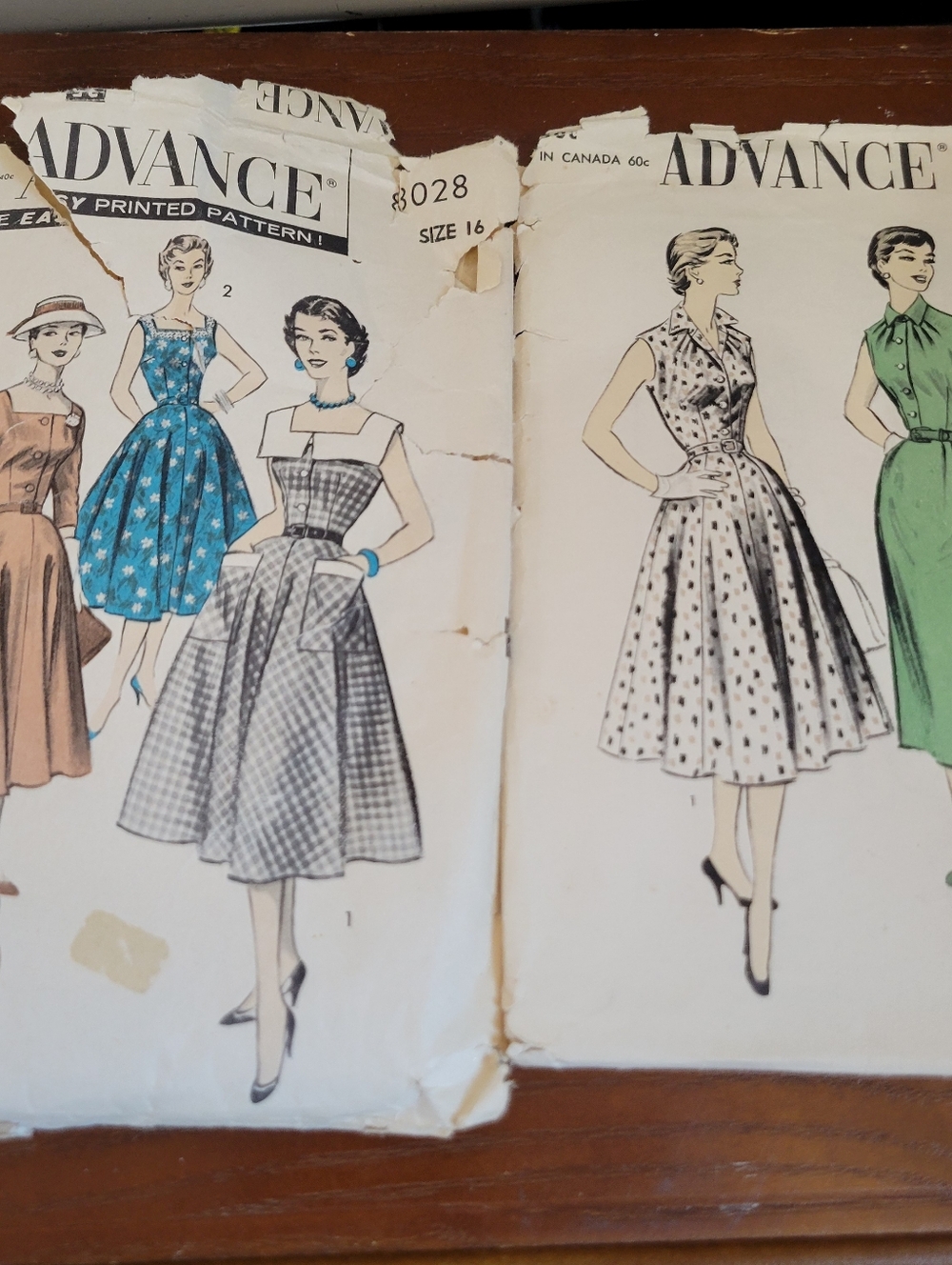 Advance Vintage Dress Pattern Illustration - Multicolor